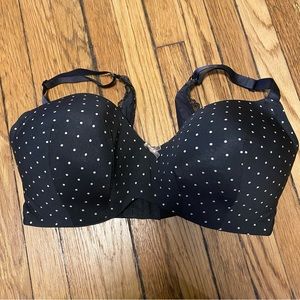 Cacique Womens Black White Polka Dot Lightly Lined Balconette Bra 40F 40DDD Plus